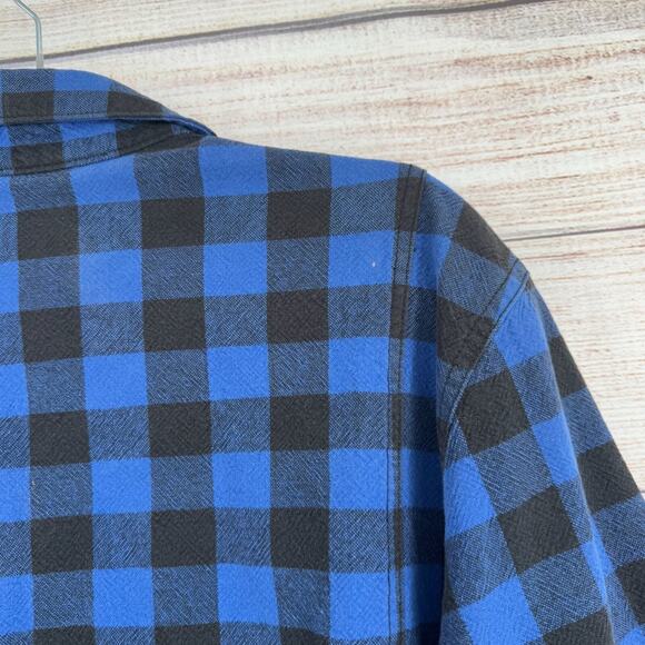 Levi's Lined Flannel Snap Down Shacket Jacket Men's Size Medium Blue/Black - Picture 15 of 15